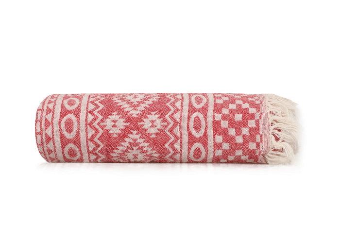 Mijölnir Toalla de playa Fouta Rojo con diseño de alfombra Mijölnir Toalla de playa Fouta Rojo con diseño de alfombra